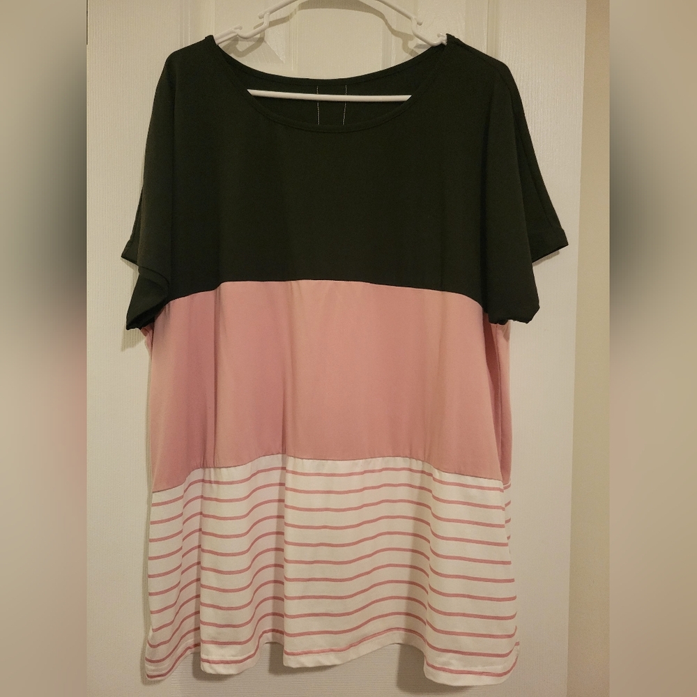 SHEIN Color-Block Tee in Black, Pink, and White